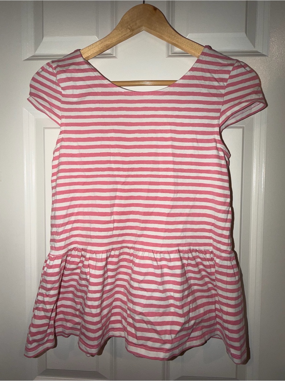 kate spade girls Pink and White Striped Peplum Top with bow 14